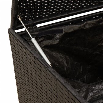 Tuinbox met wielen 190 L poly rattan zwart 8