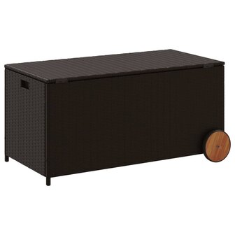 Tuinbox met wielen 190 L poly rattan bruin 6
