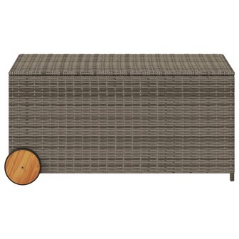 Tuinbox met wielen 190 L poly rattan grijs 4