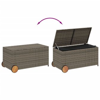 Tuinbox met wielen 190 L poly rattan grijs 7