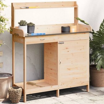 Oppottafel met kast 110,5x45x124,5 cm massief vurenhout 1