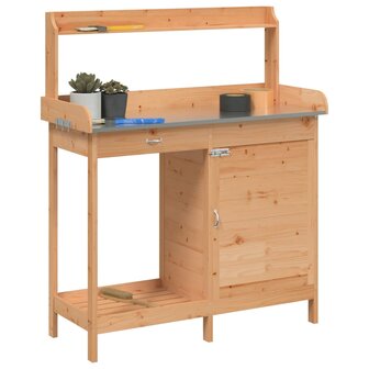 Oppottafel met kast 110,5x45x124,5 cm massief vurenhout bruin 4