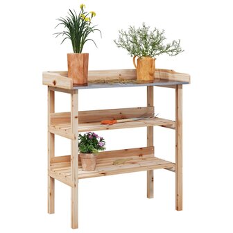 Plantentafel met schappen 78x38x82,5 cm massief vurenhout 1