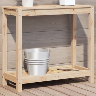 Oppottafel met schap 82,5x35x75 cm massief grenenhout 1