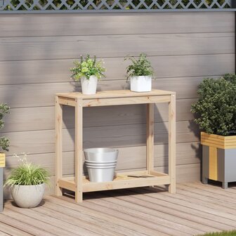 Oppottafel met schap 82,5x35x75 cm massief grenenhout 3