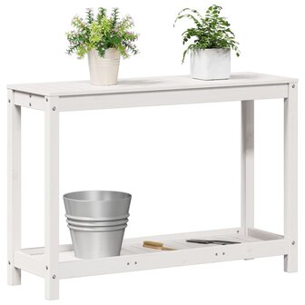 Oppottafel met schap 108x35x75 cm massief grenenhout wit 4