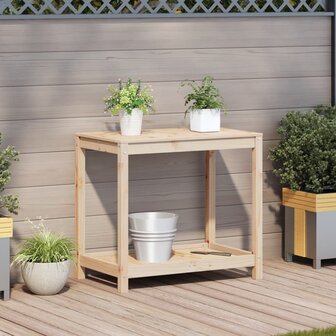 Oppottafel met schap 82,5x50x75 cm massief grenenhout 3