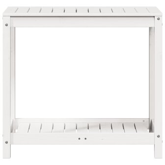 Oppottafel met schap 82,5x50x75 cm massief grenenhout wit 5