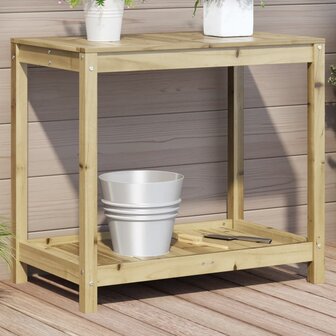 Oppottafel met schap 82,5x50x75 cm ge&iuml;mpregneerd grenenhout 1