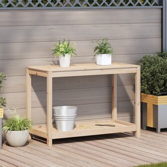 Oppottafel met schap 108x50x75 cm massief grenenhout 3