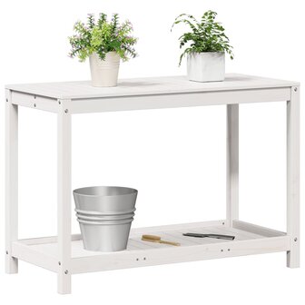Oppottafel met schap 108x50x75 cm massief grenenhout wit 4