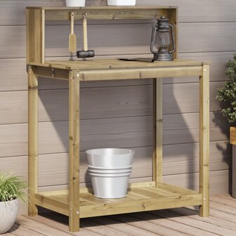 Oppottafel met schappen 82,5x50x109,5 cm ge&iuml;mpregneerd hout 1