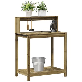 Oppottafel met schappen 82,5x50x109,5 cm ge&iuml;mpregneerd hout 4