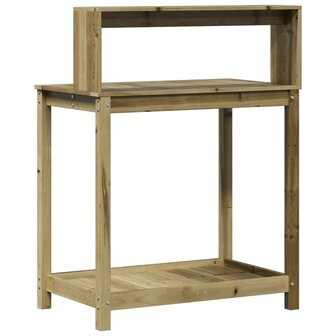 Oppottafel met schappen 82,5x50x109,5 cm ge&iuml;mpregneerd hout 7