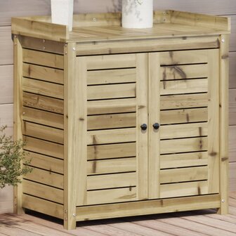 Oppottafel met schappen 82,5x50x86,5 cm ge&iuml;mpregneerd hout 1