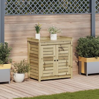 Oppottafel met schappen 82,5x50x86,5 cm ge&iuml;mpregneerd hout 3