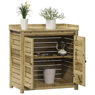 Oppottafel met schappen 82,5x50x86,5 cm ge&iuml;mpregneerd hout 4