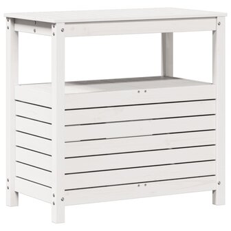 Oppottafel met schappen 82,5x45x81 cm massief grenenhout wit 7