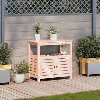 Oppottafel met schappen 82,5x45x81 cm massief douglashout 3