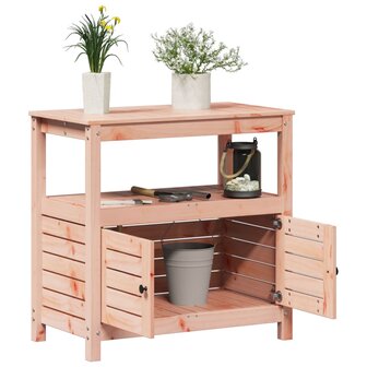 Oppottafel met schappen 82,5x45x81 cm massief douglashout 4