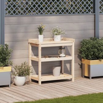 Oppottafel met schappen 82,5x45x86,5 cm massief grenenhout 3