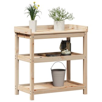 Oppottafel met schappen 82,5x45x86,5 cm massief grenenhout 4