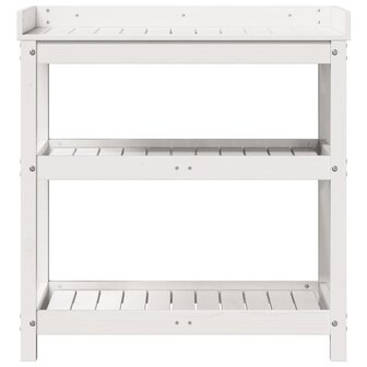 Oppottafel met schappen 82,5x45x86,5 cm massief grenenhout wit 5