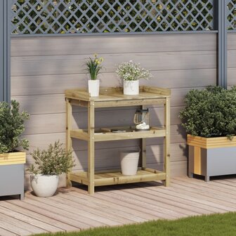 Oppottafel met schappen 82,5x45x86,5 cm ge&iuml;mpregneerd hout 3