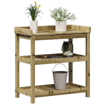 Oppottafel met schappen 82,5x45x86,5 cm ge&iuml;mpregneerd hout 4