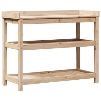 Oppottafel met schappen 108x45x86,5 cm massief grenenhout 2