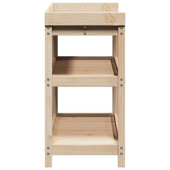 Oppottafel met schappen 108x45x86,5 cm massief grenenhout 6