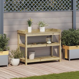 Oppottafel met schappen 108x45x86,5 cm ge&iuml;mpregneerd hout 3