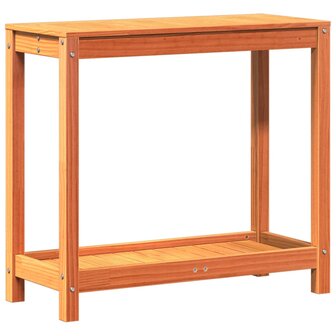Oppottafel met schap 82,5x35x75 cm massief grenenhout wasbruin 7