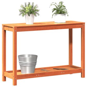 Oppottafel met schap 108x35x75 cm massief grenenhout wasbruin 4