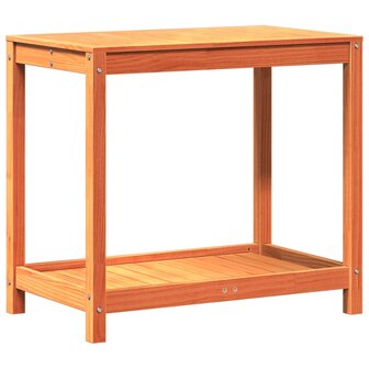 Oppottafel met schap 82,5x50x75 cm massief grenenhout wasbruin 7