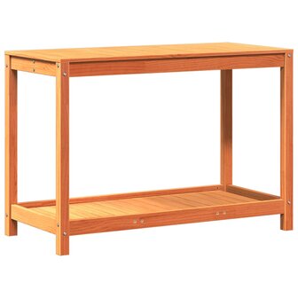 Oppottafel met schap 108x50x75 cm massief grenenhout wasbruin 7