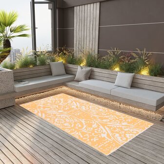 Buitenkleed ARAKIL 120x180 cm PP oranje en wit 1