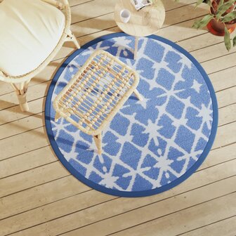 Buitenkleed ARAKIL &Oslash;120 cm polypropeen blauw en wit 1