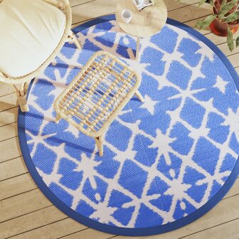 Buitenkleed ARAKIL &Oslash;160 cm polypropeen blauw en wit 1
