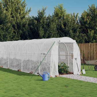 Tuinkas met stalen frame 16 m&sup2; 8x2x2 m wit 1