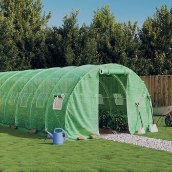 Tuinkas met stalen frame 24 m&sup2; 8x3x2 m groen 1