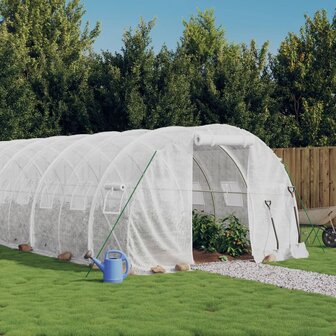 Tuinkas met stalen frame 24 m&sup2; 8x3x2 m wit 1