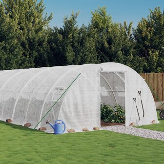 Tuinkas met stalen frame 24 m&sup2; 6x4x2 m wit 1