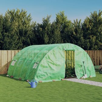 Tuinkas met stalen frame 20 m&sup2; 5x4x2,3 m groen 1