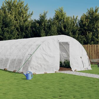 Tuinkas met stalen frame 30 m&sup2; 6x5x2,3 m wit 1