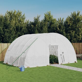 Tuinkas met stalen frame 24 m&sup2; 6x4x2,85 m wit 1