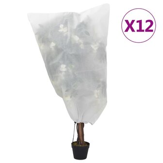 Plantenhoezen met trekkoord 12 st 70 g/m&sup2; 0,8x1,2 m 1