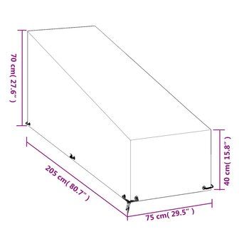 Ligbedhoes met 12 oogjes 205x75x40/70 cm polyetheen 9