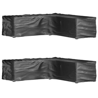 Tuinmeubelhoezen L-vormig 2 st 16 oogjes 285x285x70 cm 1