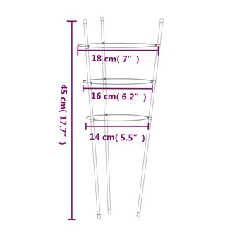Plantensteunen 5 st met 3 ringen 45 cm staal groen 8